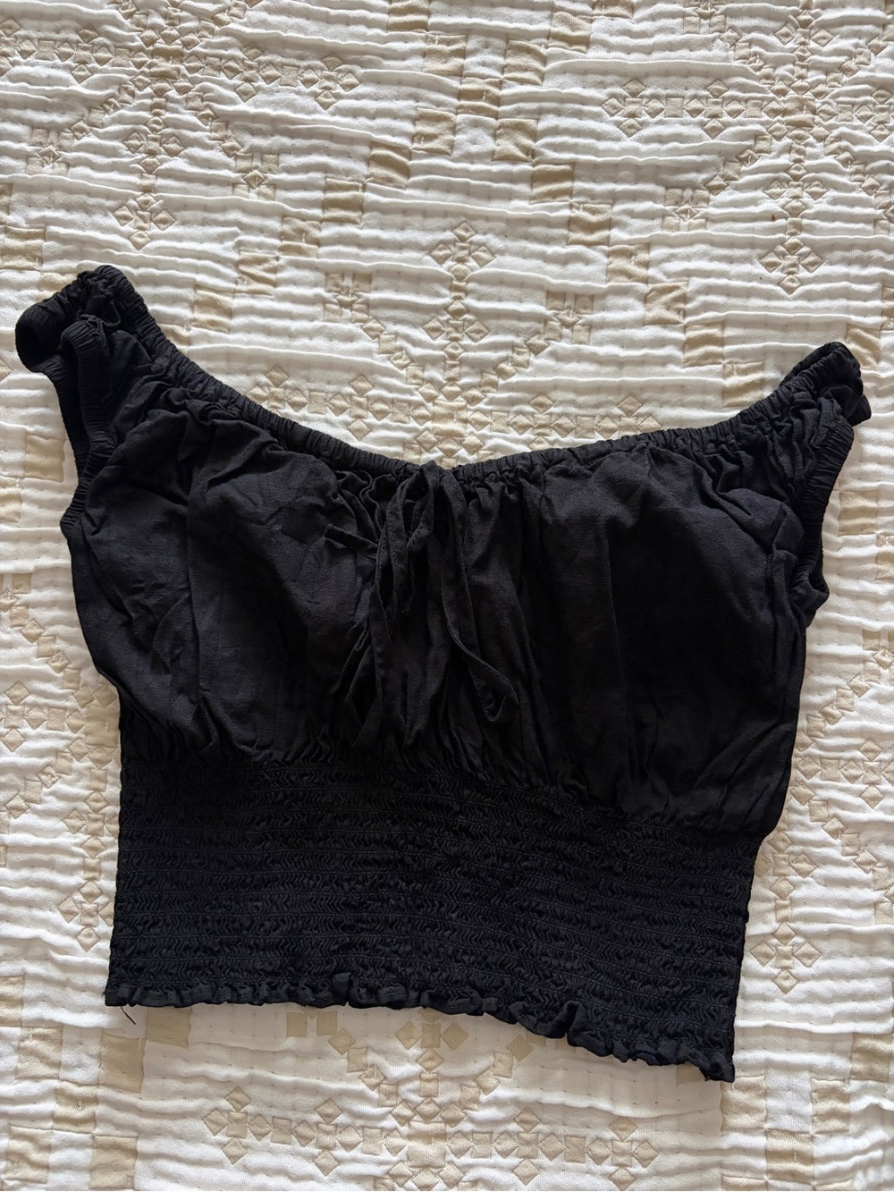 Black Off-the-Shoulder Crop Top